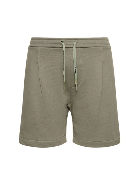 A Paper Kid: Unisex cotton sweat shorts - Sage Green - men_0 | Luisa Via Roma