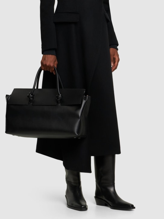 Jil Sander: Medium Knot leather tote bag - Schwarz - women_1 | Luisa Via Roma