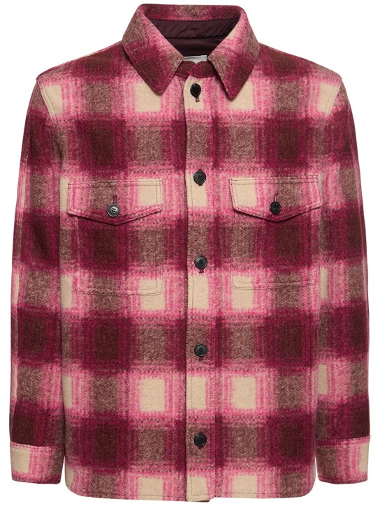 Marant: Checked wool blend jacket - Fuchsia - men_0 | Luisa Via Roma