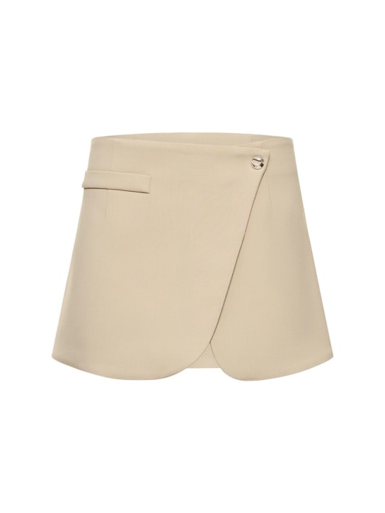 Tailored Asymmetric Mini Skirt - Beige