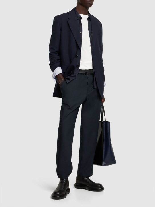 Jil Sander: Water repellent relaxed fit cotton pants - Midnight - men_1 | Luisa Via Roma