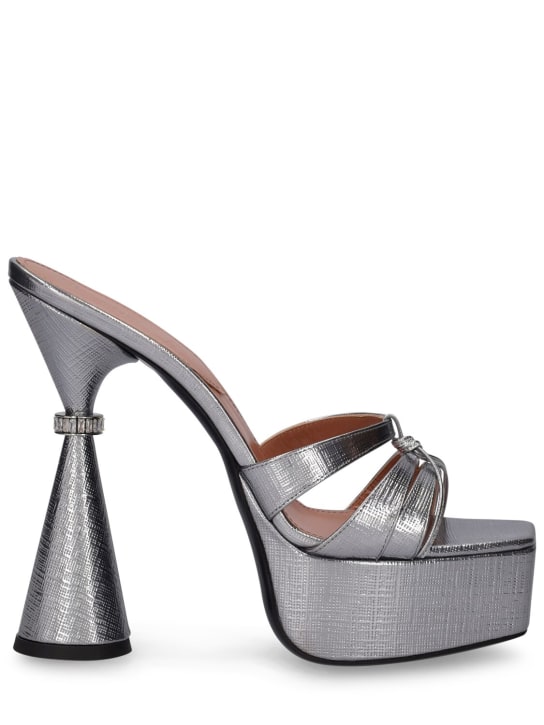 D'accori: 130毫米Sienna金属色皮革穆勒鞋 - 银色 - women_0 | Luisa Via Roma
