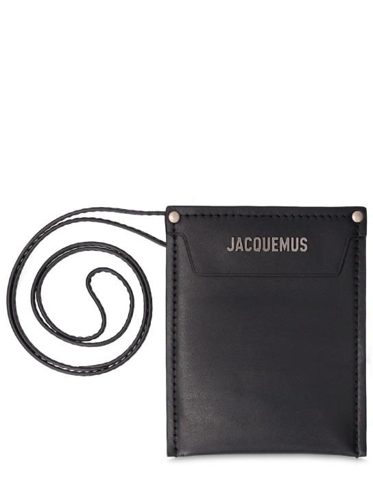 Jacquemus: Le Porte Poche Meunier leather wallet - Siyah - men_0 | Luisa Via Roma