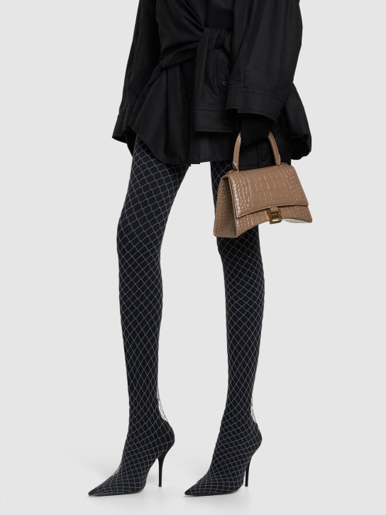 Balenciaga: Petit sac en cuir embossé Hourglass - Dark Mink Grey - women_1 | Luisa Via Roma