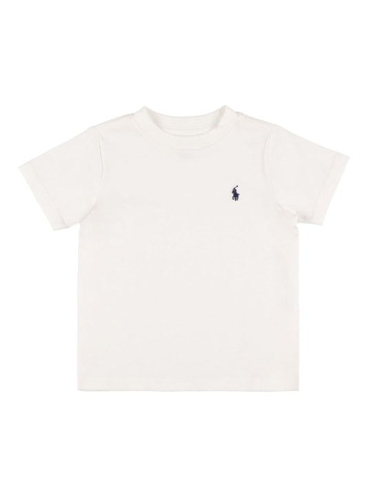 Ralph Lauren: T-shirt en jersey de coton à logo brodé - kids-girls_0 | Luisa Via Roma