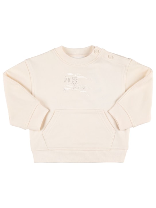 Burberry: Embroidered logo cotton sweatshirt - White - kids-girls_0 | Luisa Via Roma