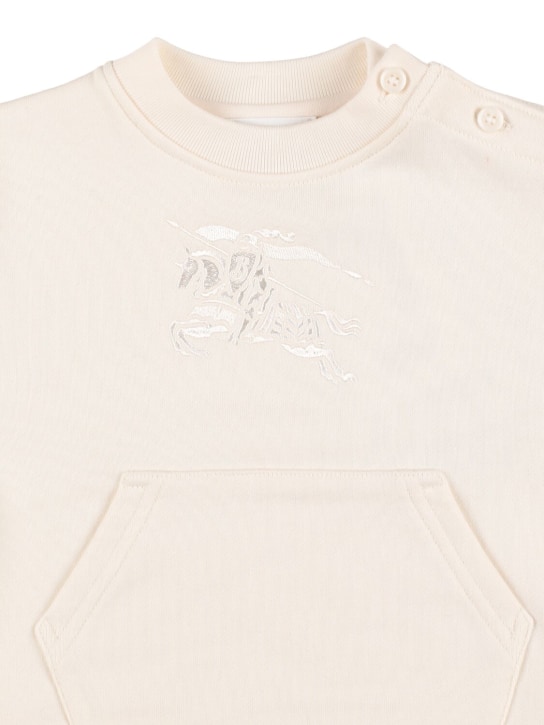 Burberry: Sweat-shirt en coton à logo brodé - Blanc - kids-girls_1 | Luisa Via Roma