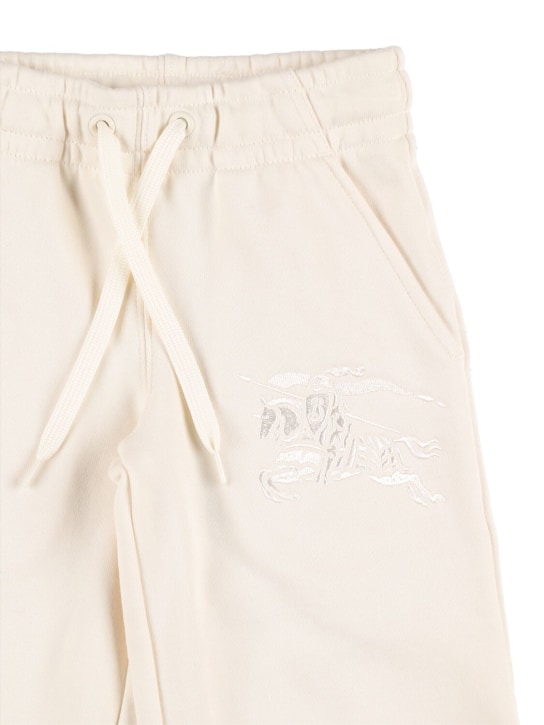 Burberry: Pantalon de jogging en coton à logo brodé - Blanc - kids-girls_1 | Luisa Via Roma