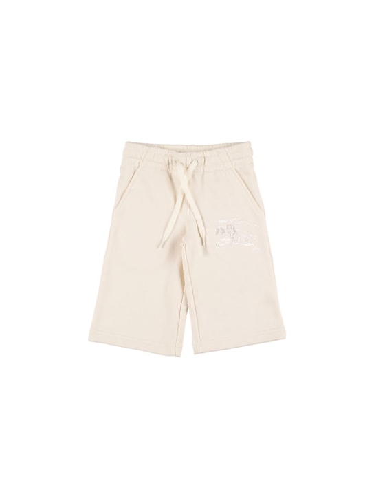 Burberry: Pantalones de algodón con logo bordado - Blanco - kids-girls_0 | Luisa Via Roma