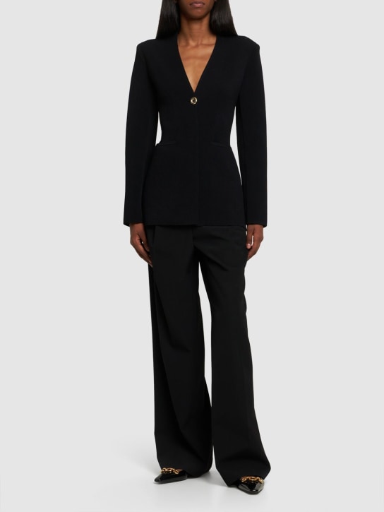Giorgio Armani: 单排扣粘胶纤维混纺西服夹克 - 黑色 - women_1 | Luisa Via Roma