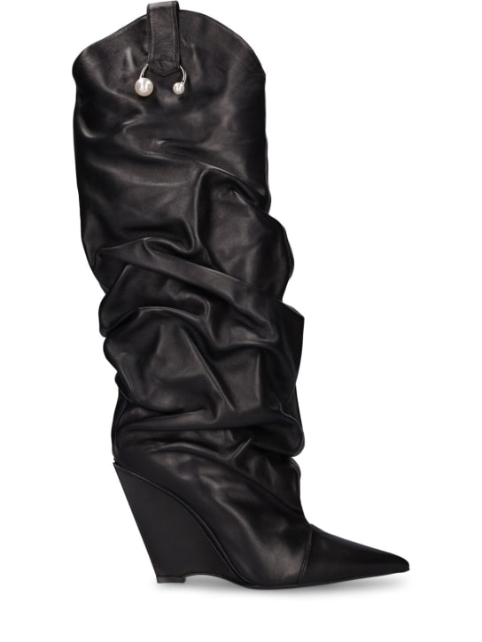 D'accori: 100mm Arizona tall leather boots - Siyah - women_0 | Luisa Via Roma