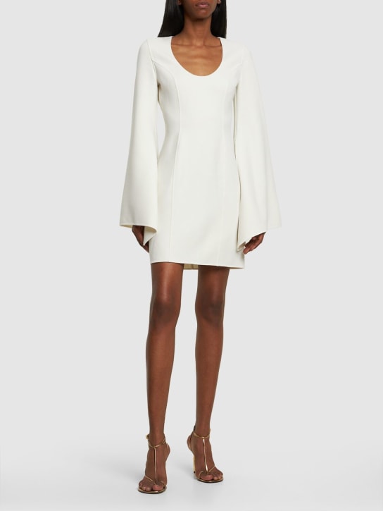 Michael Kors Collection: Wool crepe bell sleeved dress - Ivory - women_1 | Luisa Via Roma