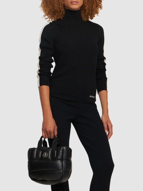 Moncler: Mini Caradoc quilted leather bag - Black - women_1 | Luisa Via Roma