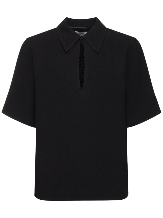 Nanushka: 升级再造醋酸纤维混纺短袖衬衫 - 黑色 - men_0 | Luisa Via Roma