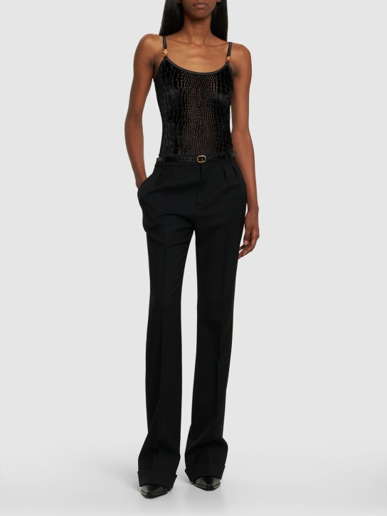 Versace: Croco velvet devorè bodysuit - Black - women_1 | Luisa Via Roma