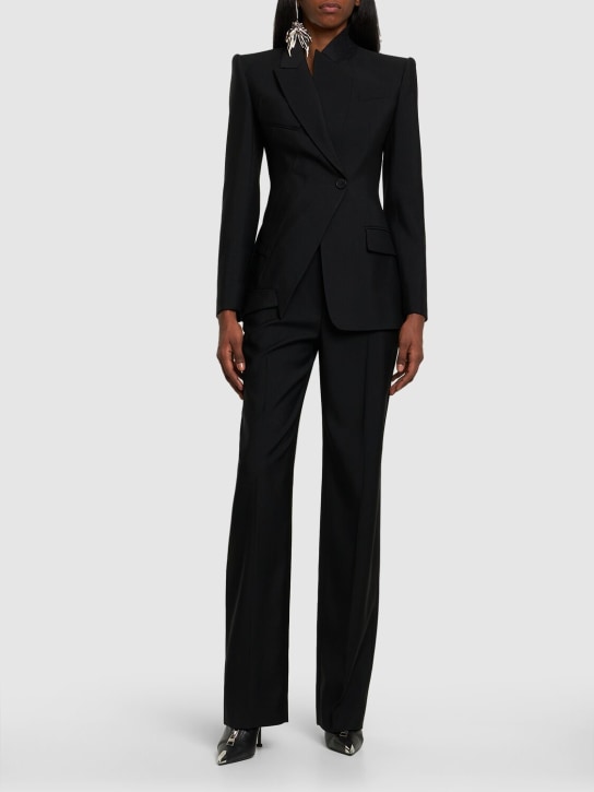 Alexander McQueen: Sartorial wool asymmetric blazer - Black - women_1 | Luisa Via Roma