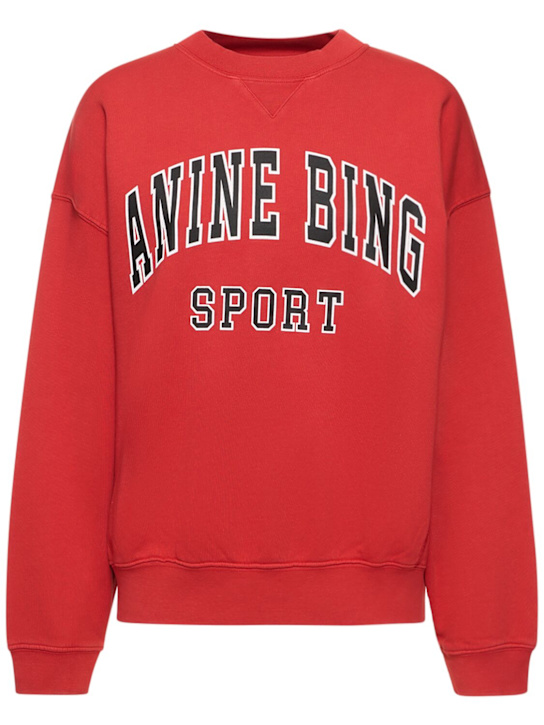 ANINE BING: Jaci logo cotton sweatshirt - women_0 | Luisa Via Roma