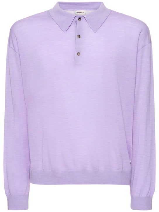 Nanushka: 羊毛针织长袖POLO衫 - 丁香紫 - men_0 | Luisa Via Roma
