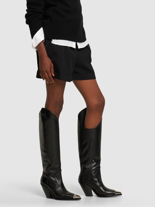 David Koma: Leather cowboy boots with metal nose - Black - women_1 | Luisa Via Roma