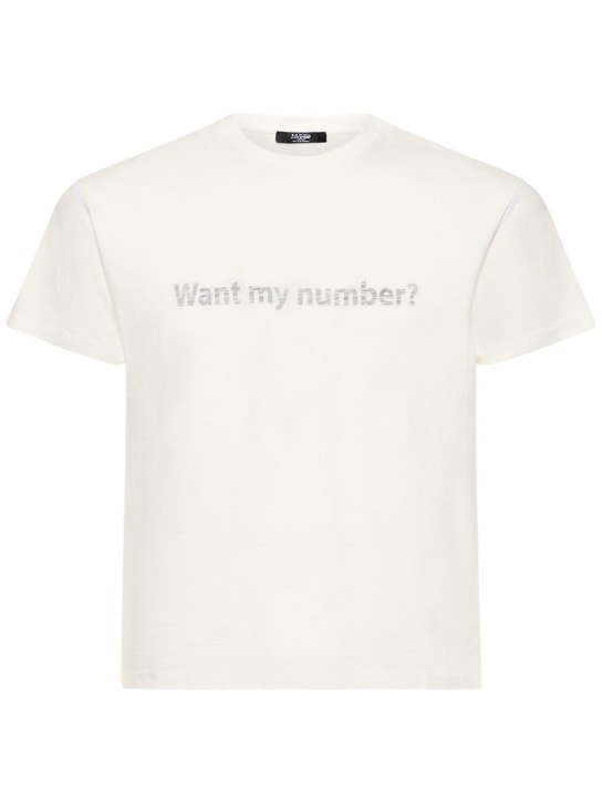 Jaded London: What's My Number? printed cotton t-shirt - White/Blue - men_0 | Luisa Via Roma