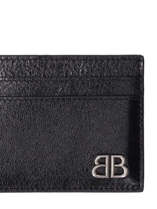 Balenciaga: Cagole leather card holder - Black - men_1 | Luisa Via Roma