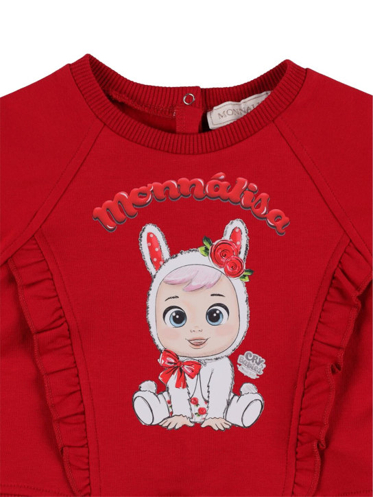 Monnalisa: Cotton blend sweatshirt - Kırmızı - kids-girls_1 | Luisa Via Roma