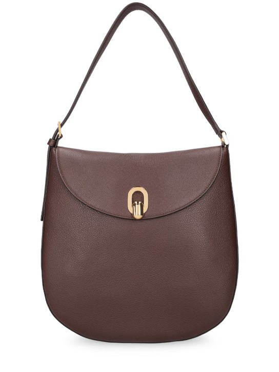 Savette: Large Tondo leather hobo shoulder bag - Brown - women_0 | Luisa Via Roma