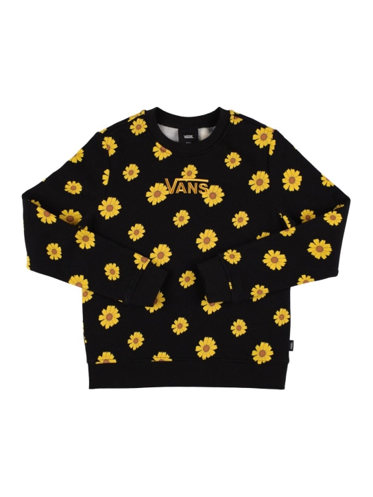 Vans: Sunflower print cotton blend sweatshirt - Black - kids-girls_0 | Luisa Via Roma