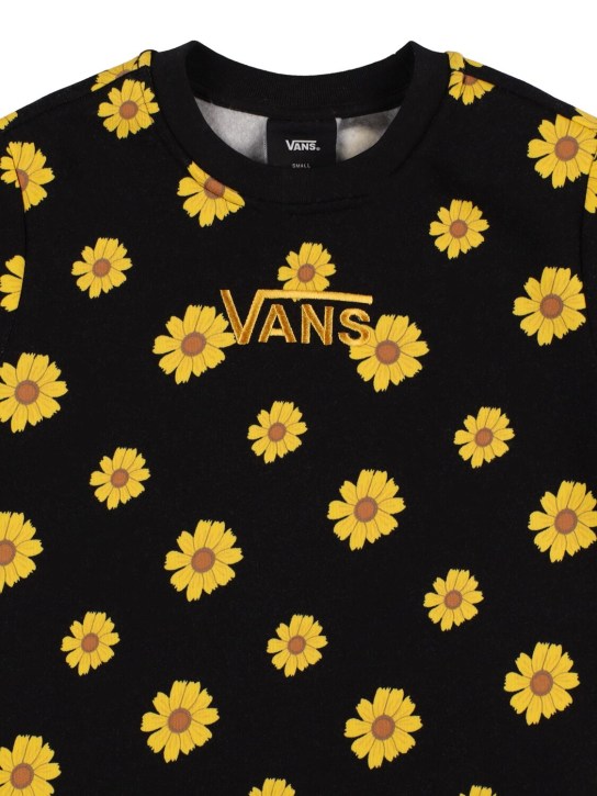 Vans: Sunflower print cotton blend sweatshirt - Schwarz - kids-girls_1 | Luisa Via Roma
