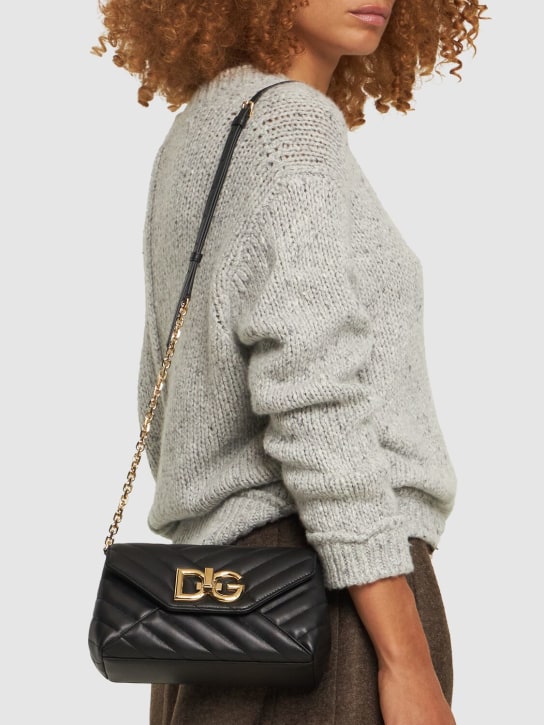 Dolce&Gabbana: Petit sac porté épaule en cuir matelassé - Noir - women_1 | Luisa Via Roma
