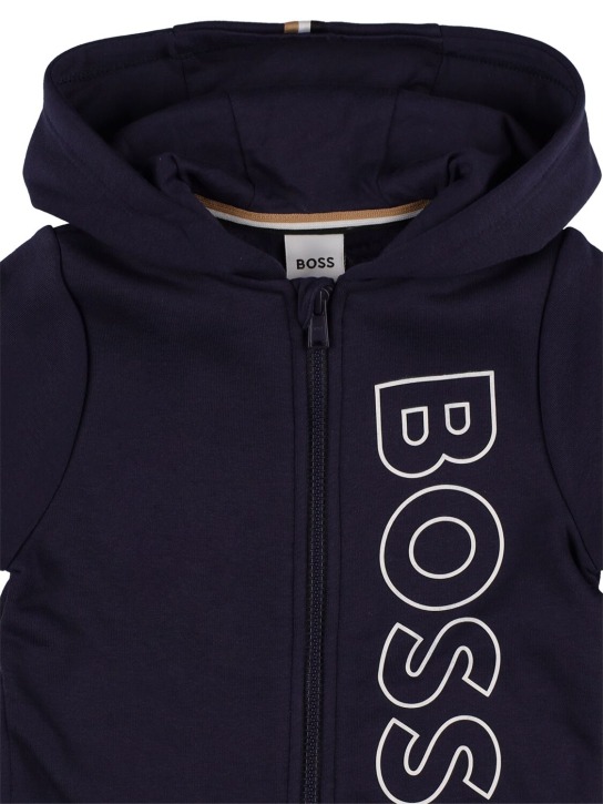 Boss: Logo cotton blend hoodie & sweatpants - Dunkelblau - kids-boys_1 | Luisa Via Roma