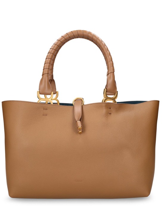 Chloé: Small Marcie Tote leather bag - Desert Beige - women_0 | Luisa Via Roma