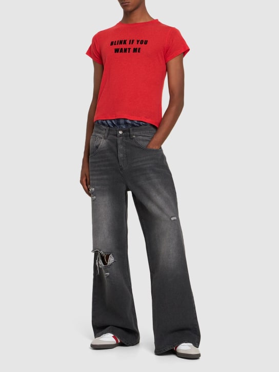 Jaded London: Blink If You Want Me viscose t-shirt - Red/Black - men_1 | Luisa Via Roma