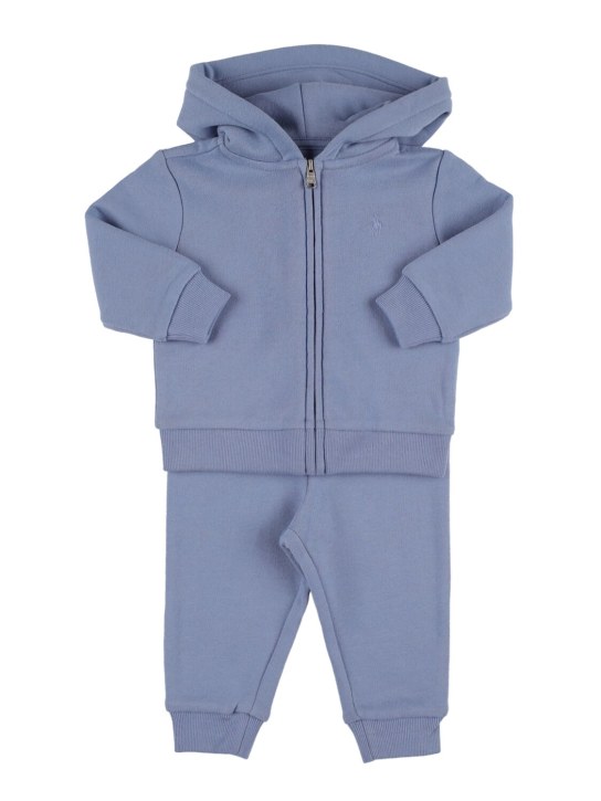 Ralph Lauren: Cotton blend zip-up hoodie & sweatpants - kids-boys_0 | Luisa Via Roma