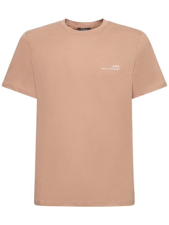 A.P.C.: T-Shirt aus Baumwolljersey mit Logodruck - Beige - men_0 | Luisa Via Roma