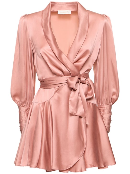 Zimmermann: Silk mini wrap dress - Dusty Pink - women_0 | Luisa Via Roma