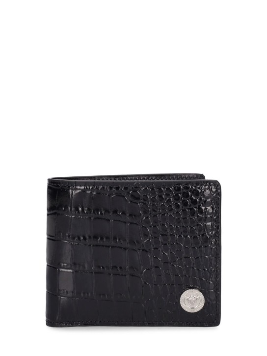 Versace: Croc embossed leather wallet - men_0 | Luisa Via Roma