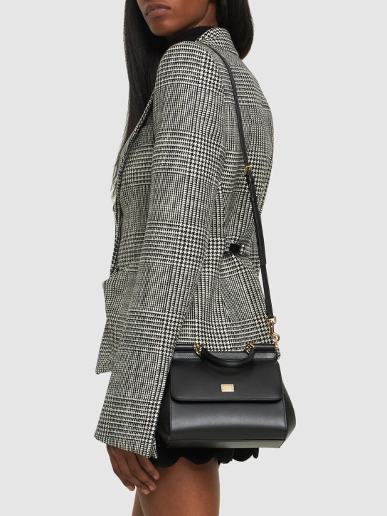 Dolce&Gabbana: Small Sicily plongè leather bag - Black - women_1 | Luisa Via Roma