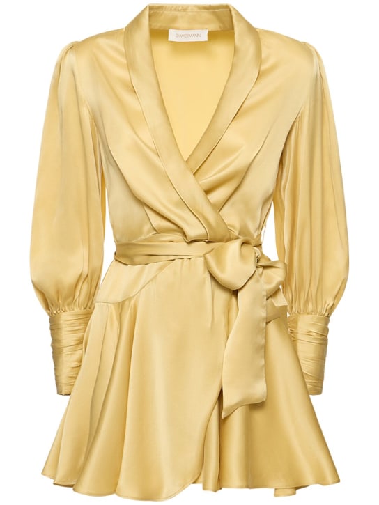 Zimmermann: Silk mini wrap dress - Gelb - women_0 | Luisa Via Roma
