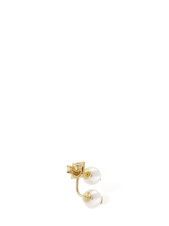EÉRA: 18k & Pearl double mono earring - Pearl/Gold - men_3 | Luisa Via Roma