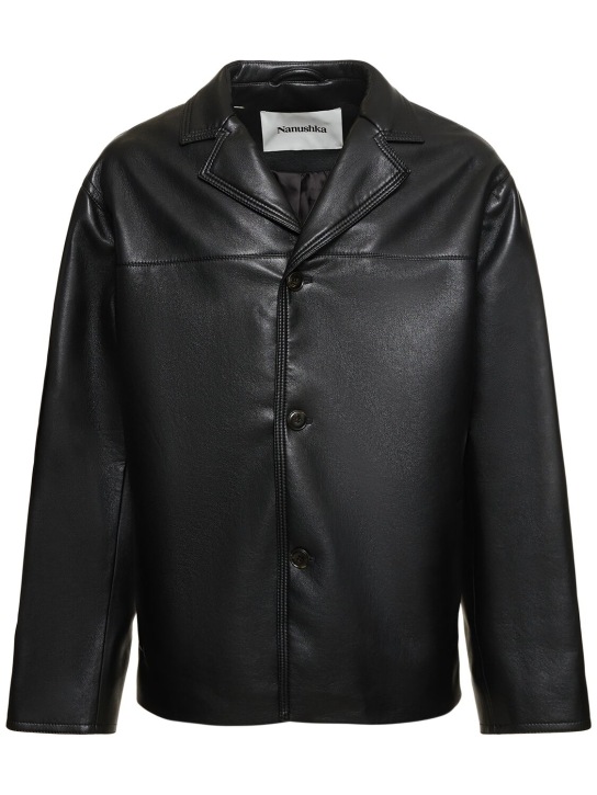 Nanushka: Regenerated leather jacket - Black - men_0 | Luisa Via Roma