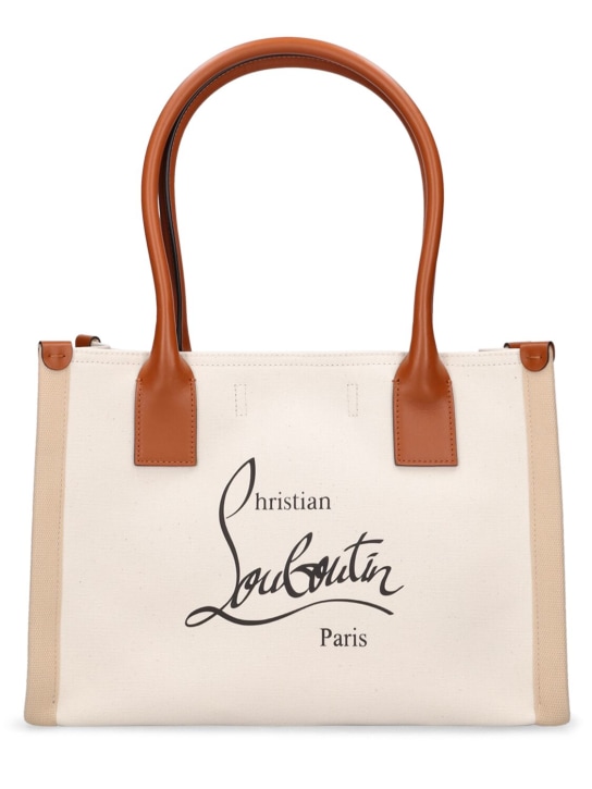 Christian Louboutin: Small Nastroloubi canvas tote bag - Natural/Cuoio - women_0 | Luisa Via Roma