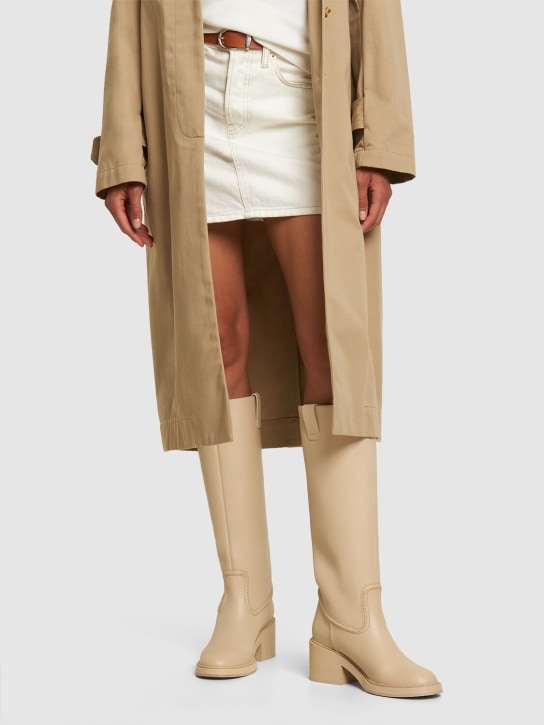 Chloé: 60mm Mallo leather tall boots - Cream - women_1 | Luisa Via Roma