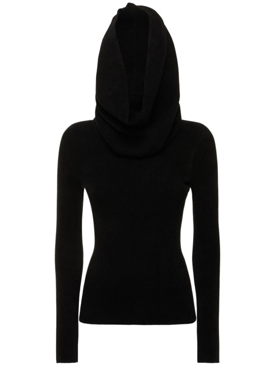 Alexandre Vauthier: 天鹅绒针织连帽毛衣 - 黑色 - women_0 | Luisa Via Roma