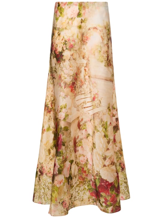 Zimmermann: Luminosity Flare printed silk long skirt - Multicolor - women_0 | Luisa Via Roma