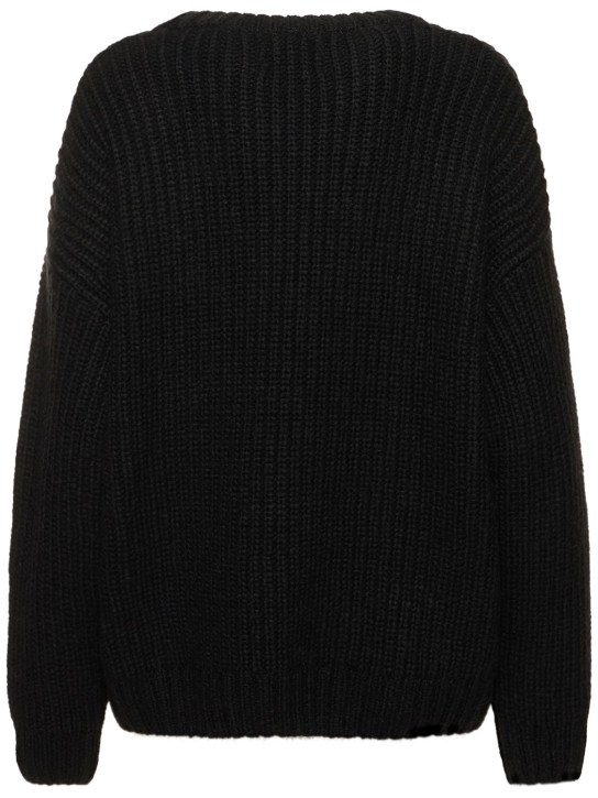 ANINE BING: Sydney wool blend crewneck sweater - Black - women_4 | Luisa Via Roma
