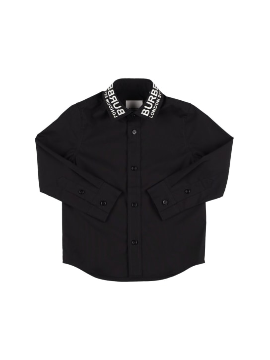 Burberry: Cotton blend poplin shirt - Black - kids-boys_0 | Luisa Via Roma