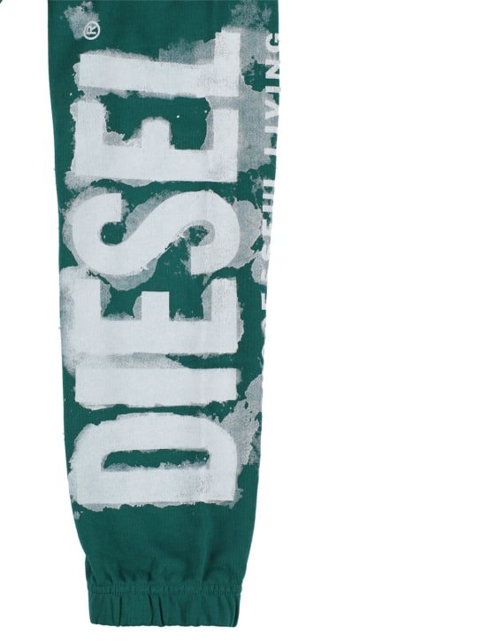 Diesel Kids: Pantalon en coton à logo caoutchouté - Vert - kids-boys_1 | Luisa Via Roma