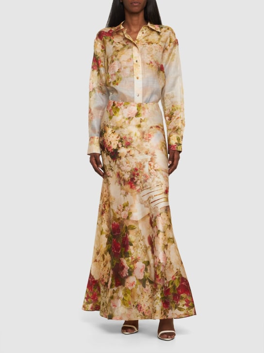 Zimmermann: Luminosity printed silk & linen shirt - Multicolor - women_1 | Luisa Via Roma
