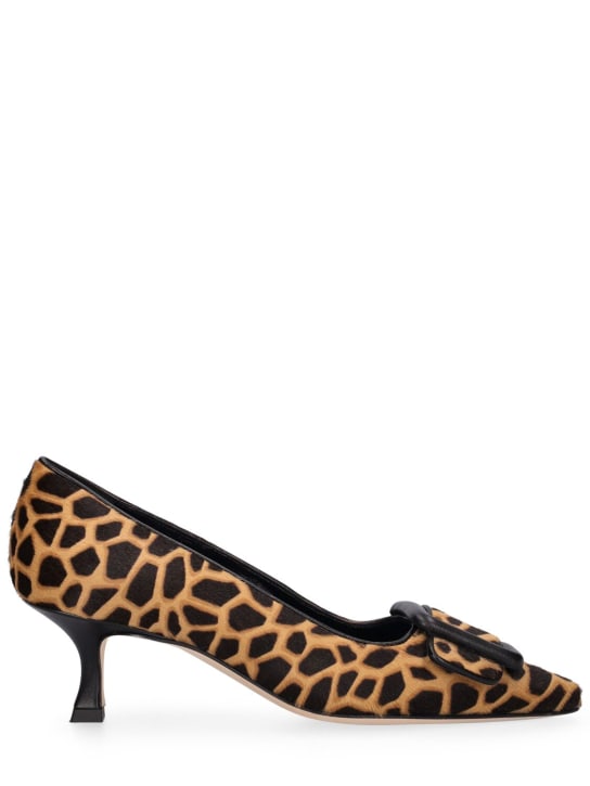 Manolo Blahnik: Zapatos de tacón de piel efecto potro 50mm - Beige/Negro - women_0 | Luisa Via Roma